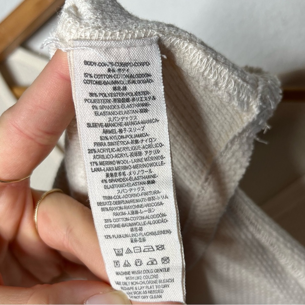 Free People We The Free Cream Waffle Knit Art School Cuff Long Sleeve Thermal - Picture 11 of 12